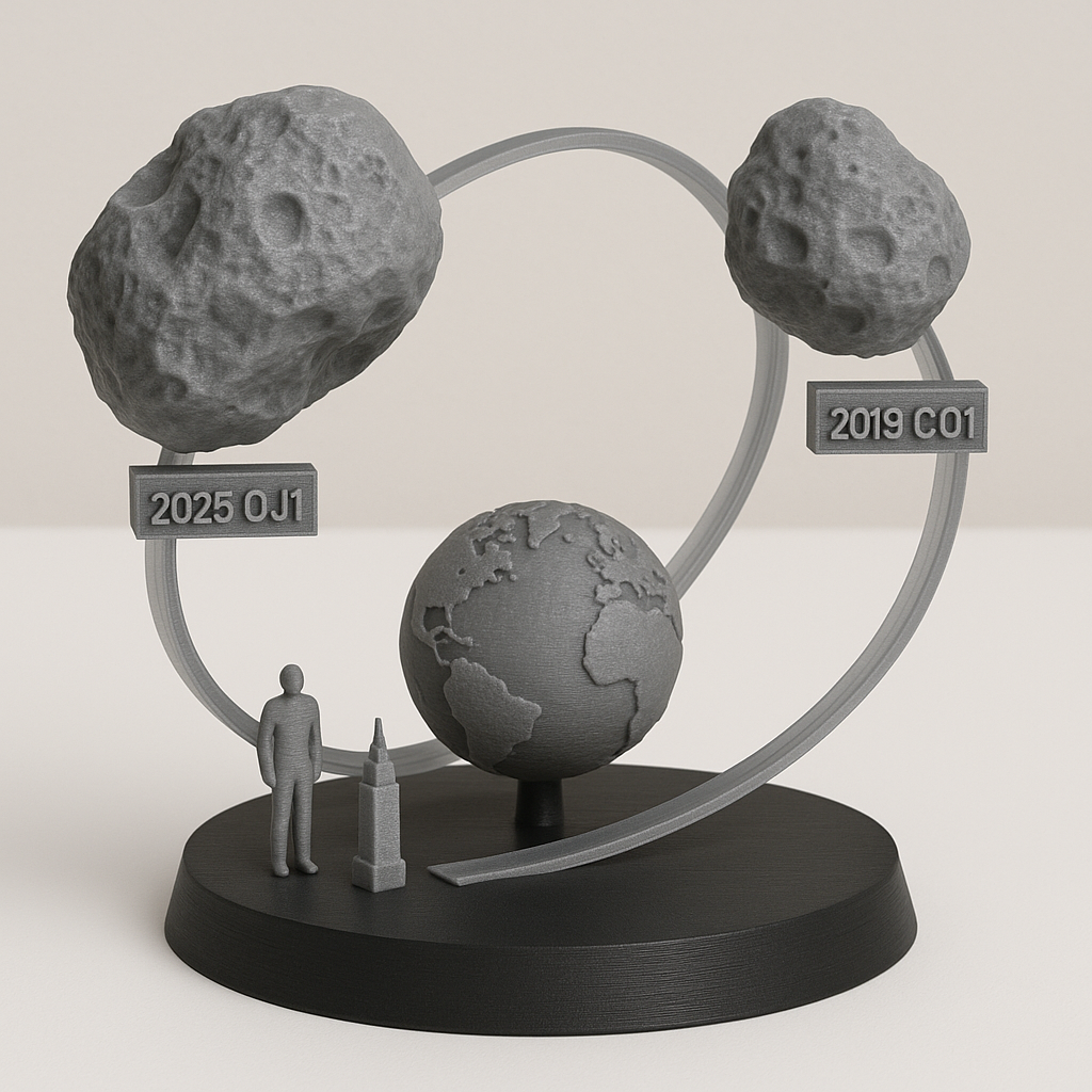 Kosmiczne mijanki – sierpniowy przelot asteroid 2025 OJ1 i 2019 CO1